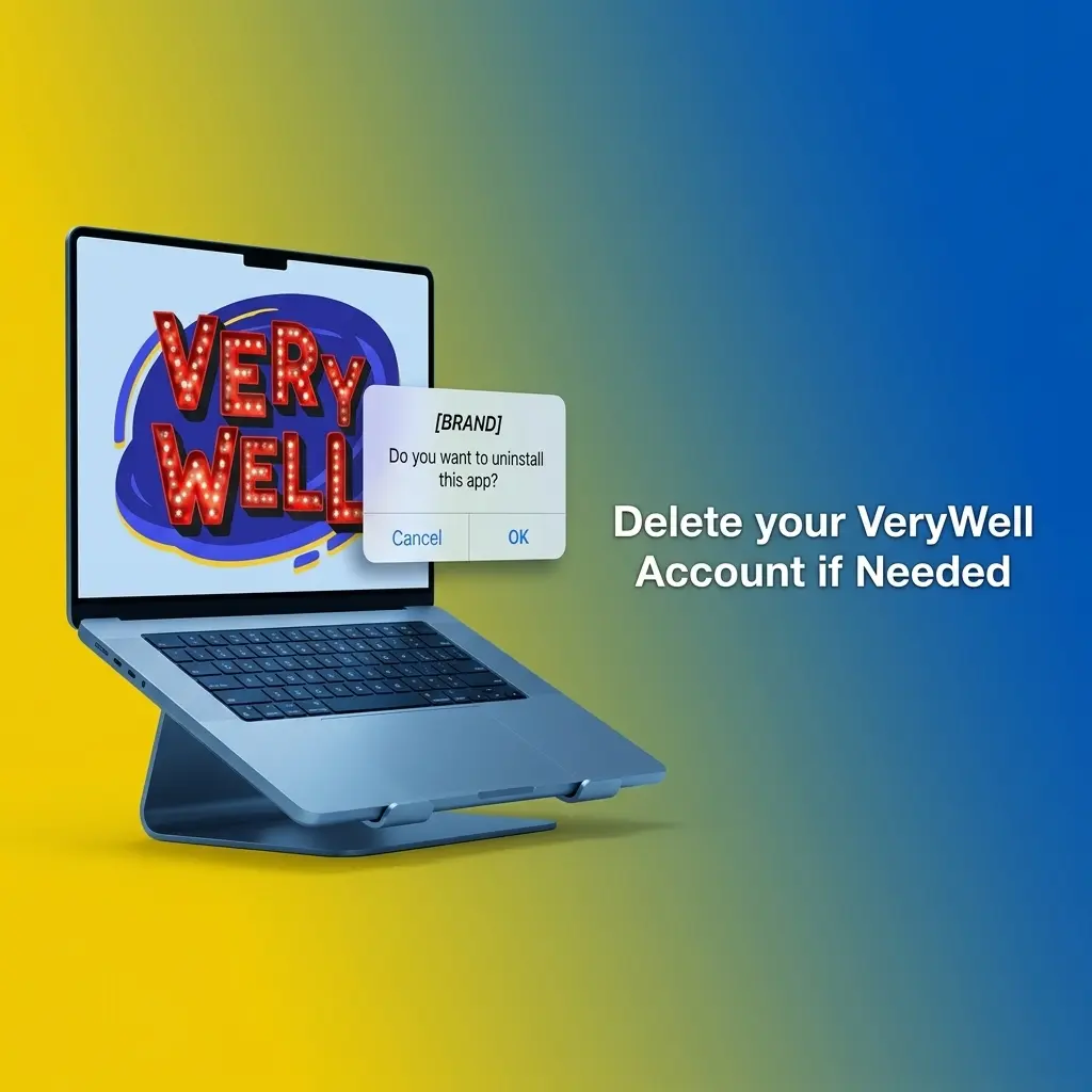 VeryWell account deletion steps showing close account option and self-exclusion alternatives in account settings