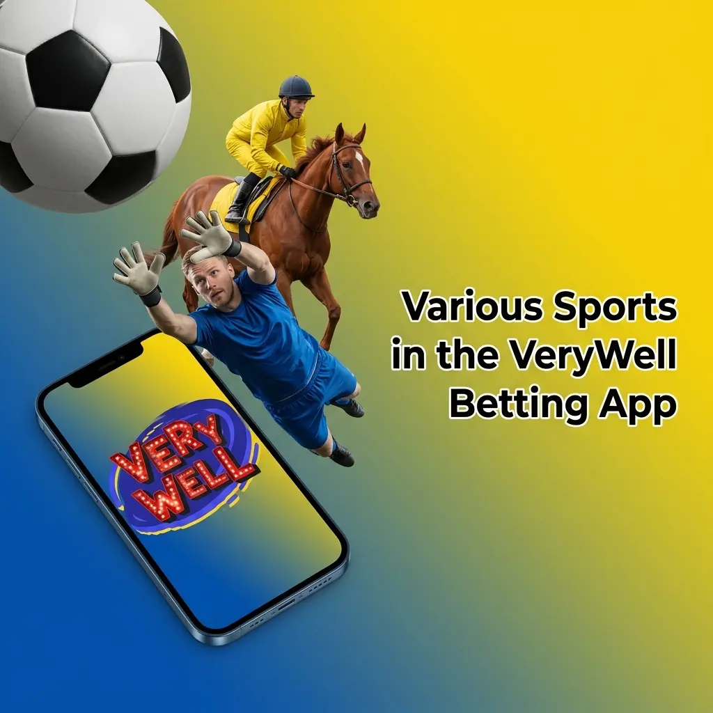 VeryWell Betting App sports lobby showing football, basketball, tennis, cricket, horse racing, eSports and more betting markets