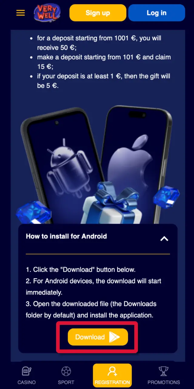 Tap the Download button below to begin downloading the VeryWell UK APK file to your Android.