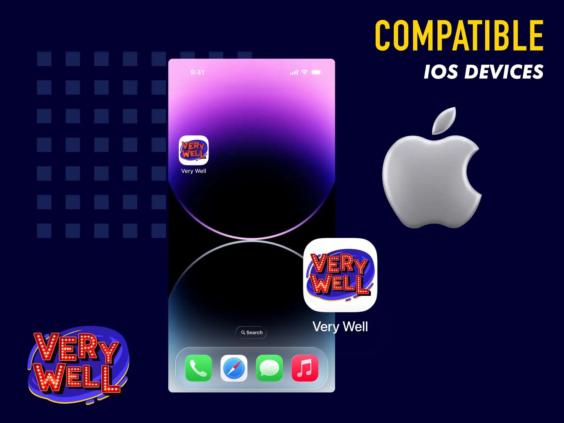List of compatible iPhones and iPads for VeryWell UK app including iPhone and iPad models.