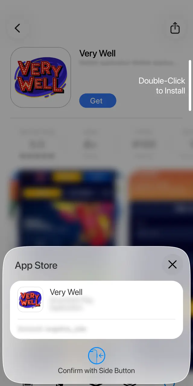 Confirm the VeryWell UK download using Face ID, Touch ID, or your Apple ID password.