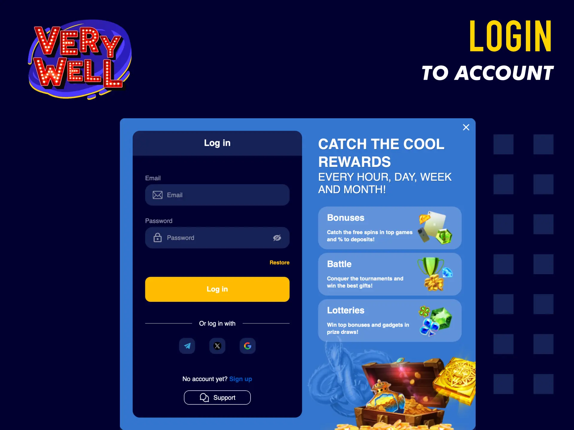 Log in to your VeryWell UK account using your email or username and password.