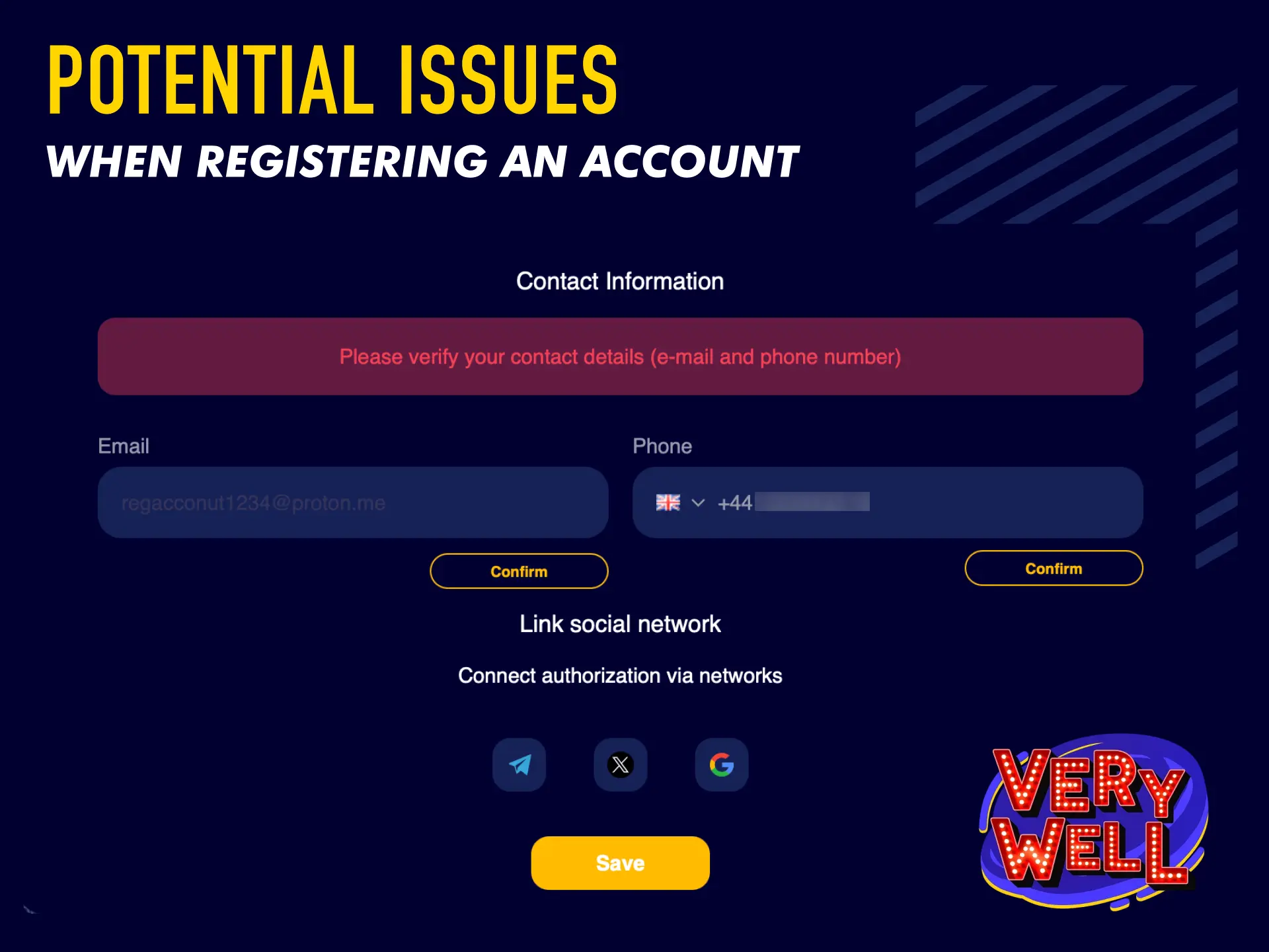 Solutions for potential registration issues on VeryWell UK like missing verification codes.