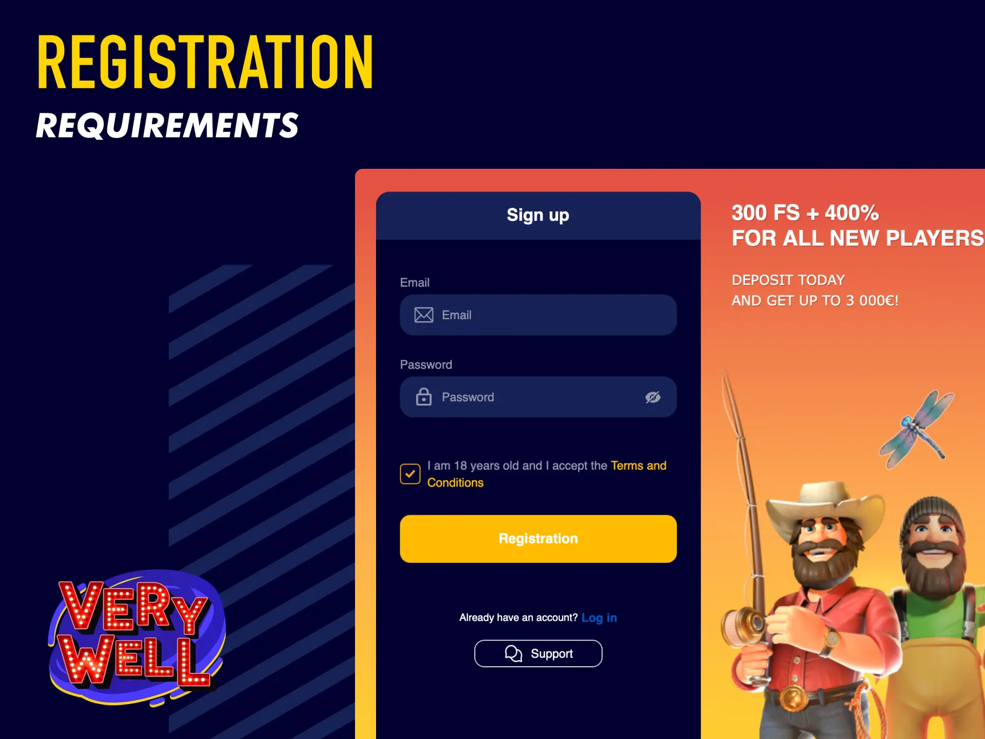 Registration requirements for VeryWell UK including minimum age and valid personal details.
