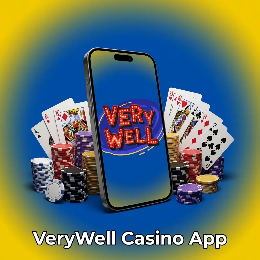 VeryWell Casino app interface showing casino lobby with slots, live dealer games, and promotions tab on mobile
